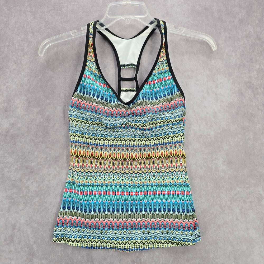 N by Next Blue‎ Print Racerback Padded Swimwear Tankini Tank Top Small 32 B/C